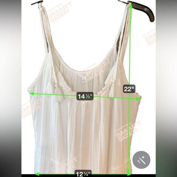 T&T Sz XL Flowy Cotton Bright White Boho Beach Skinny Tie Cotton Layered Dress - Picture 4 of 9